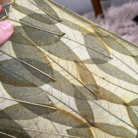 Green Guyabano & Cocoa Leaf Small Oval Accent Table Lamp Natural Boho - Picture 11 of 17